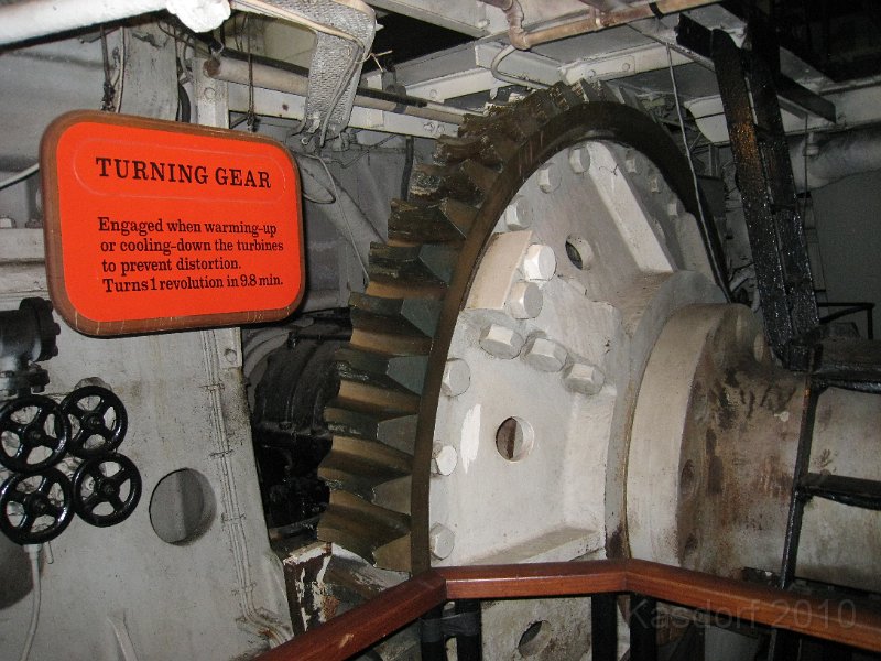 Queen Mary 2010 0600.JPG - Engine room stuff. They used these to start the engines turning over to warm them up. Not like a starter, but just to get things moving from a stand still.